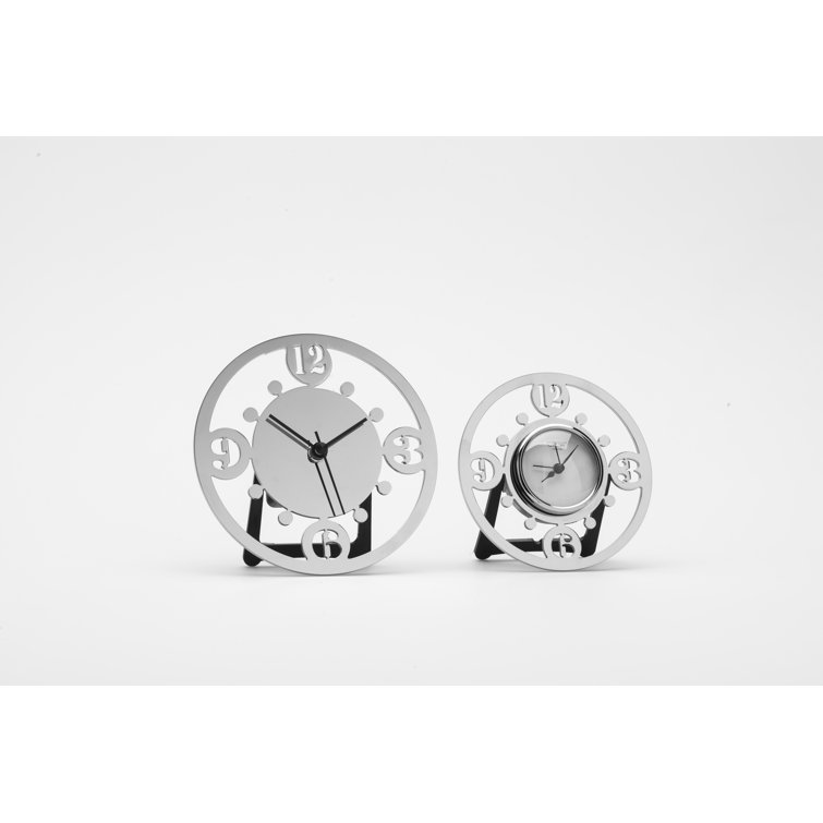 17 Stories Analog Stainless Steel Tabletop Clock in Grey Wayfair.co.uk